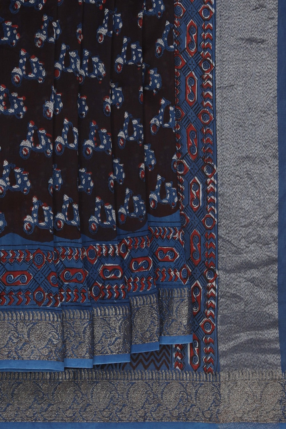 Image of Bagru block printed Chanderi Saree
