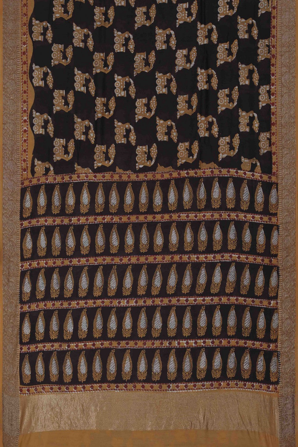 Image of Bagru block printed Chanderi Saree