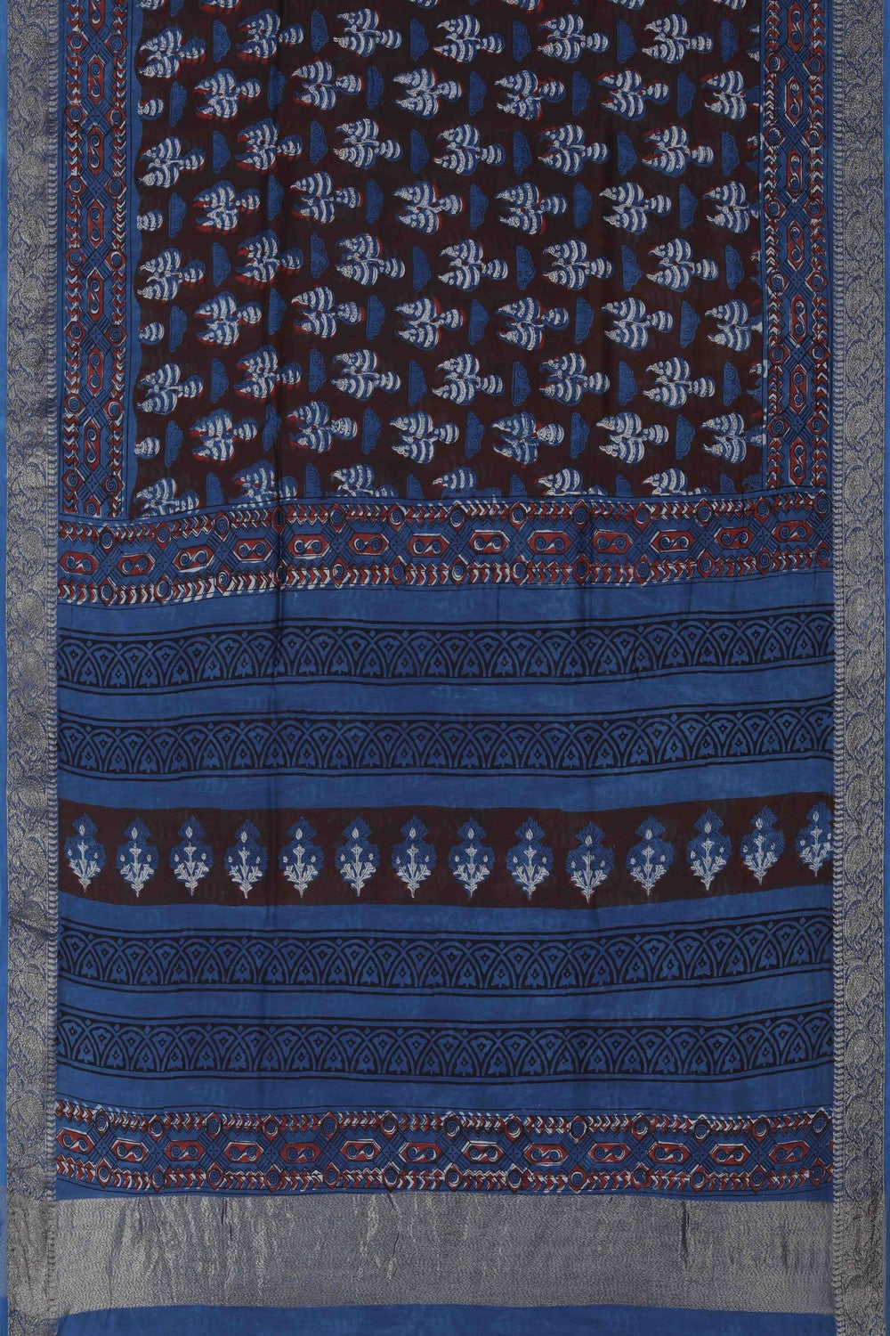 Image of Bagru block printed Chanderi Saree