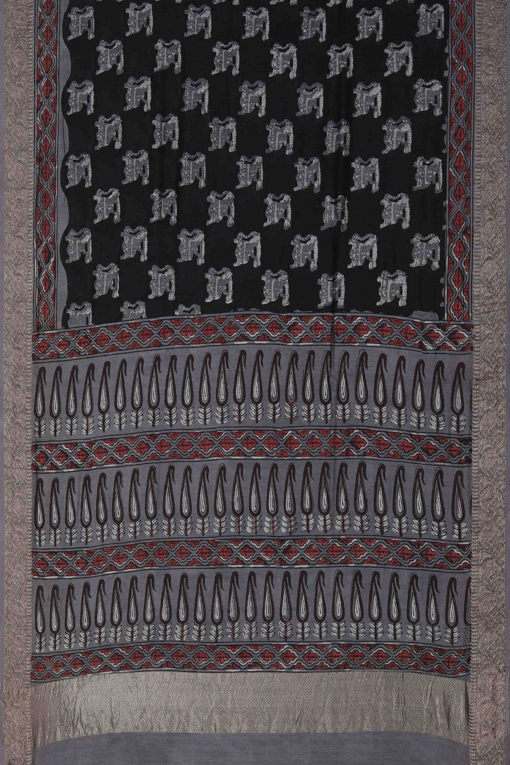 Image of Bagru block printed Chanderi Saree