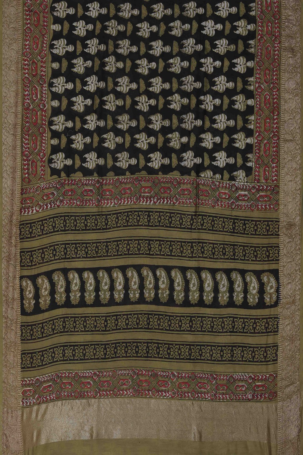 Image of Bagru block printed Chanderi Saree