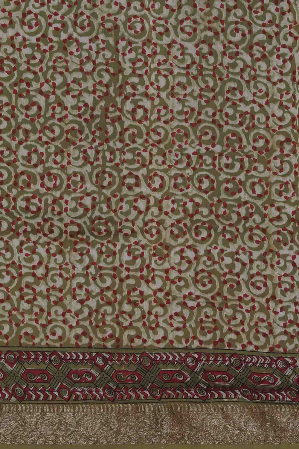 Image of Bagru block printed Chanderi Saree
