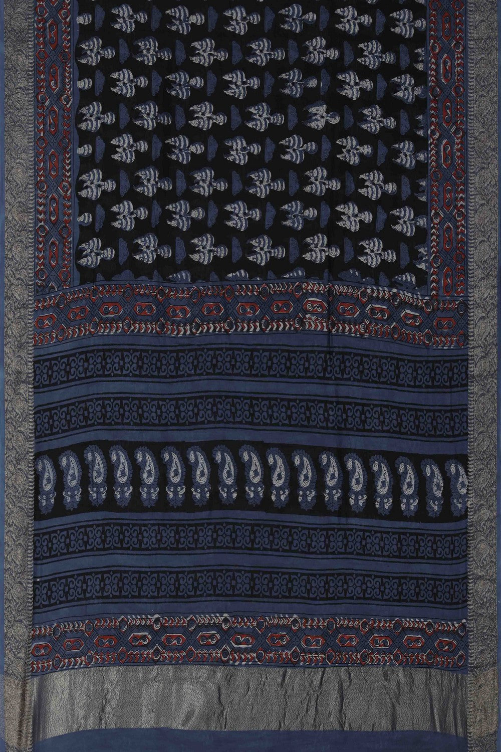 Image of Bagru block printed Chanderi Saree