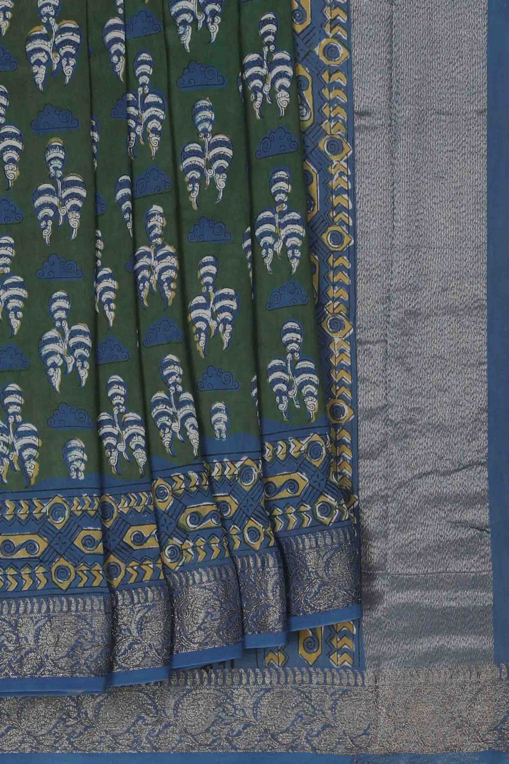 Image of Bagru block printed Chanderi Saree