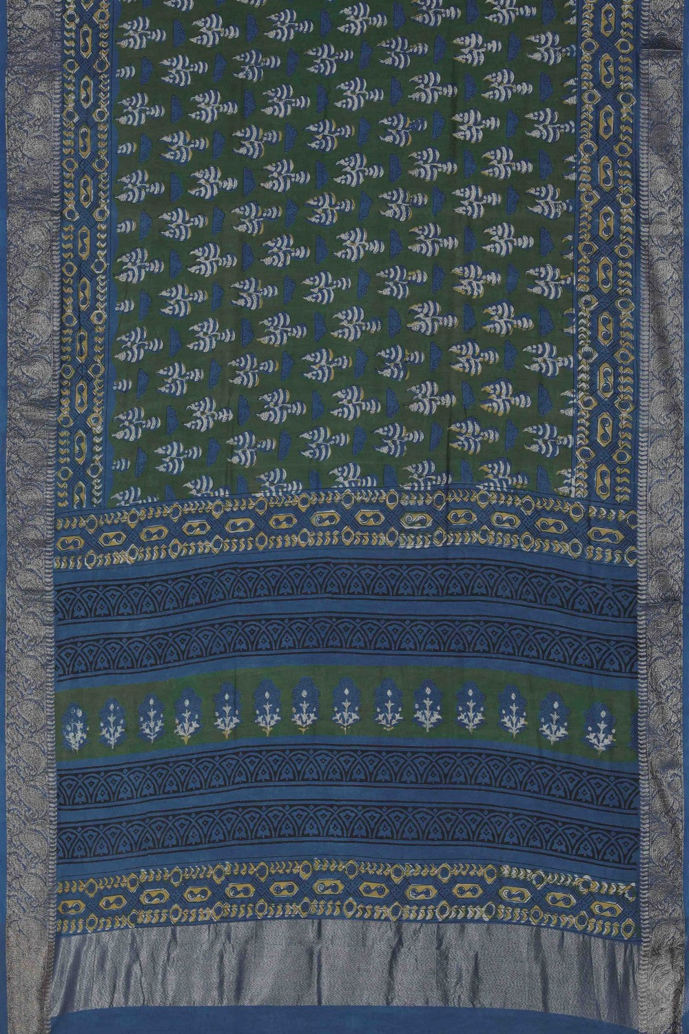 Image of Bagru block printed Chanderi Saree