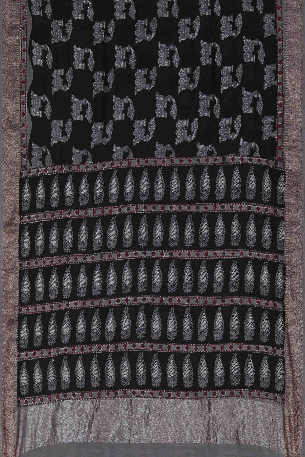 Image of Bagru block printed Chanderi Saree