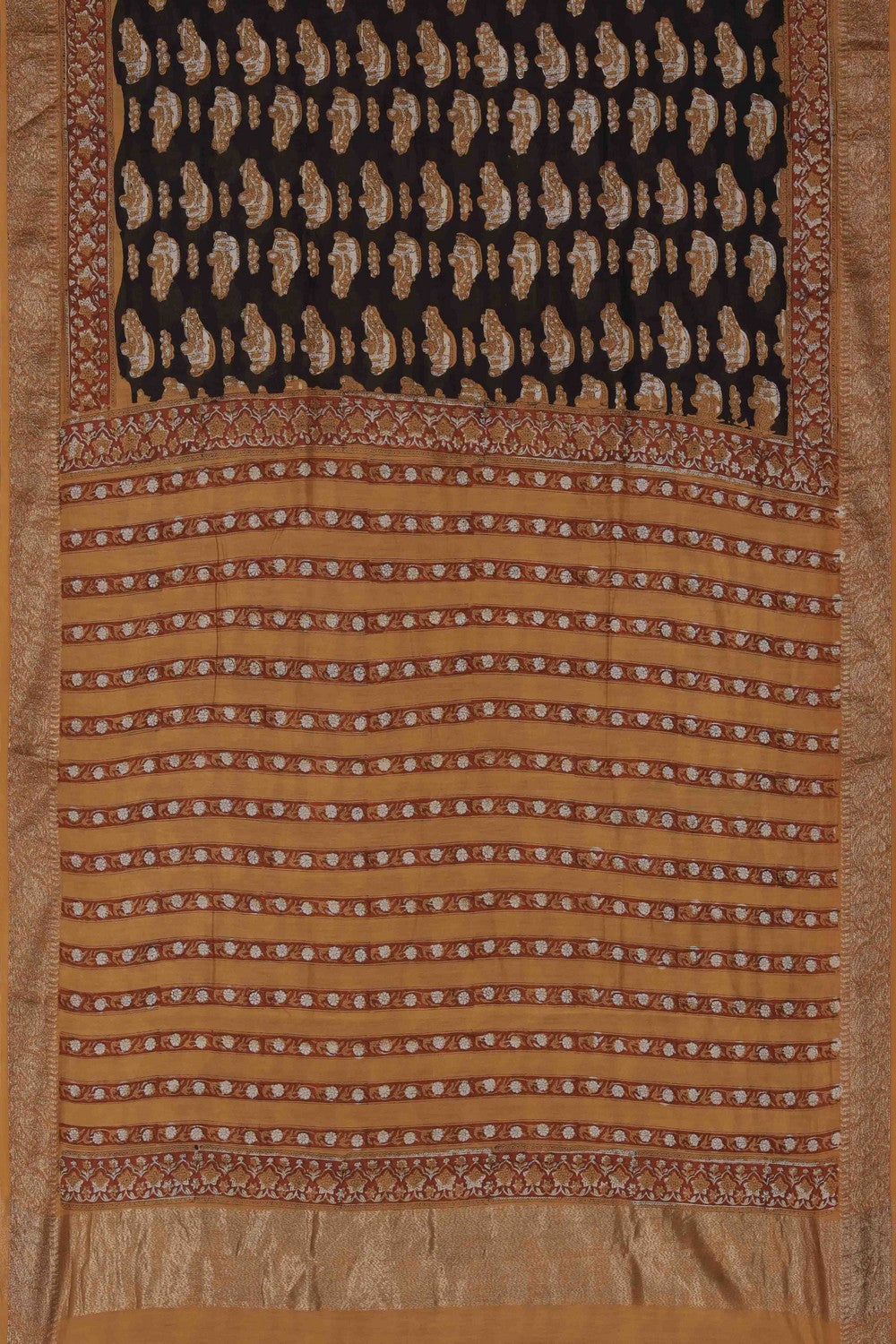 Image of Bagru block printed Chanderi Saree