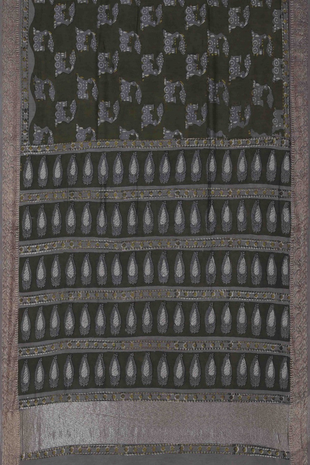 Image of Bagru block printed Chanderi Saree