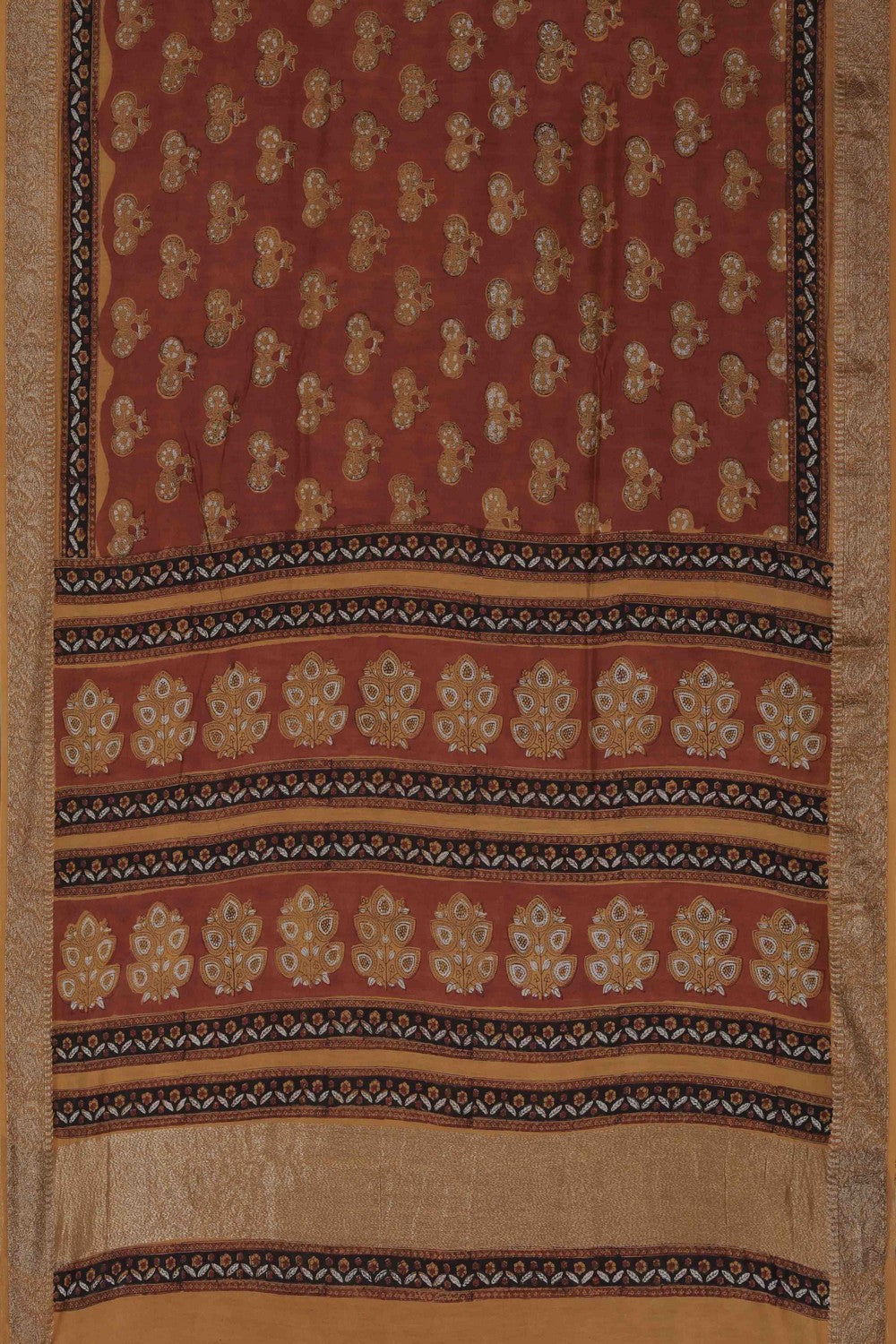 Image of Bagru block printed Chanderi Saree
