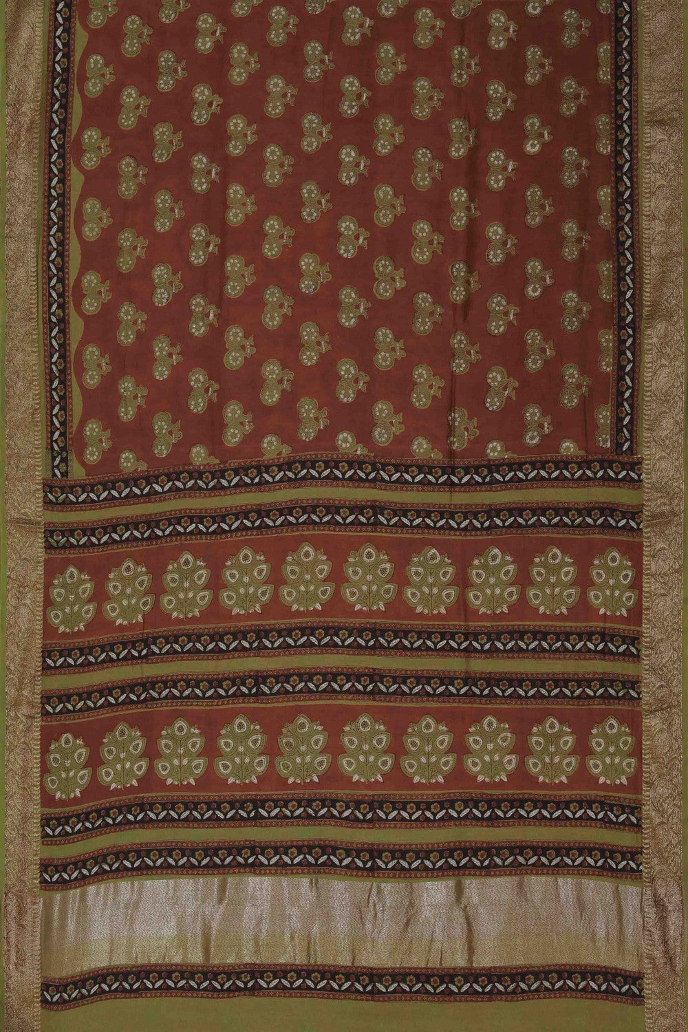 Image of Bagru block printed Chanderi Saree