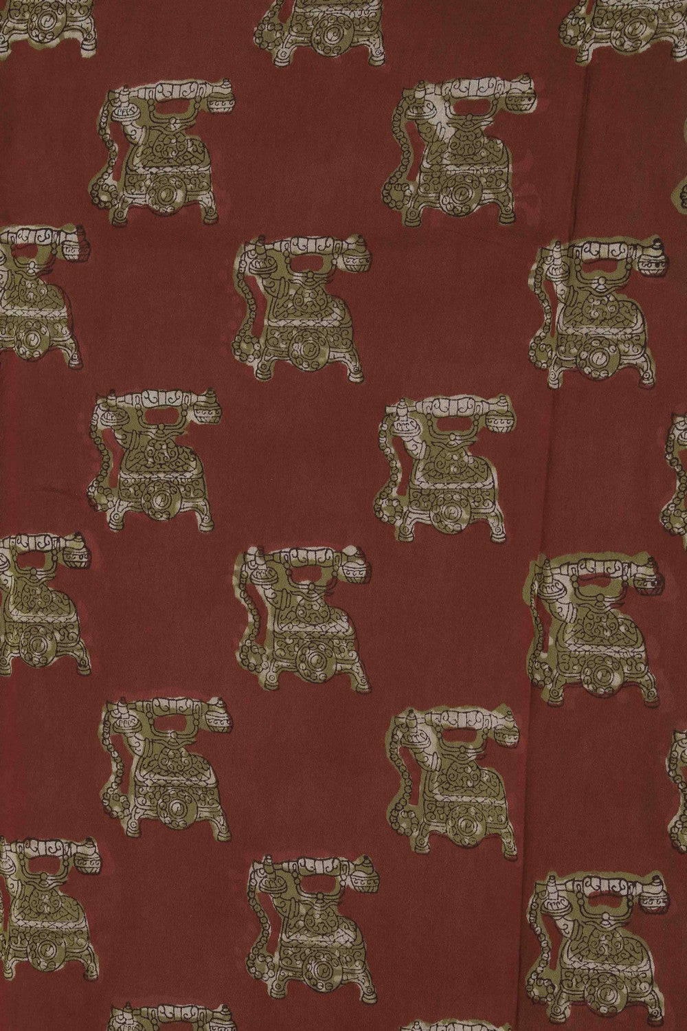 Image of Bagru block printed Maheshwari Saree