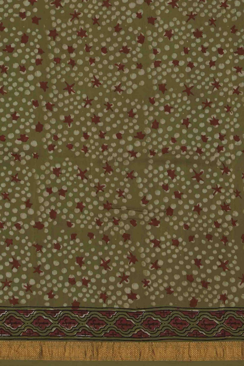 Image of Bagru block printed Maheshwari Saree