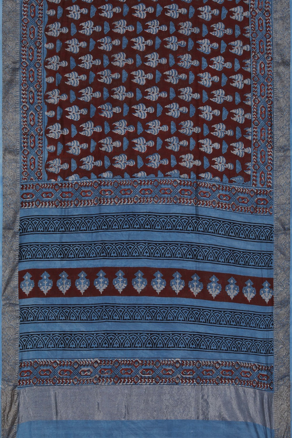 Image of Bagru block printed Chanderi Saree