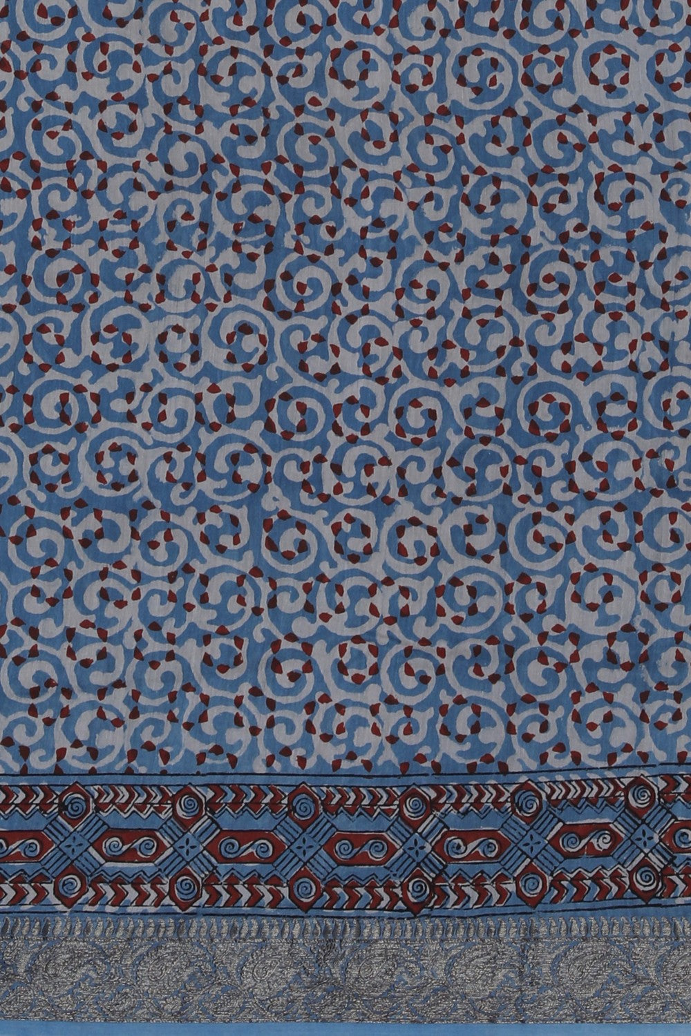 Image of Bagru block printed Chanderi Saree