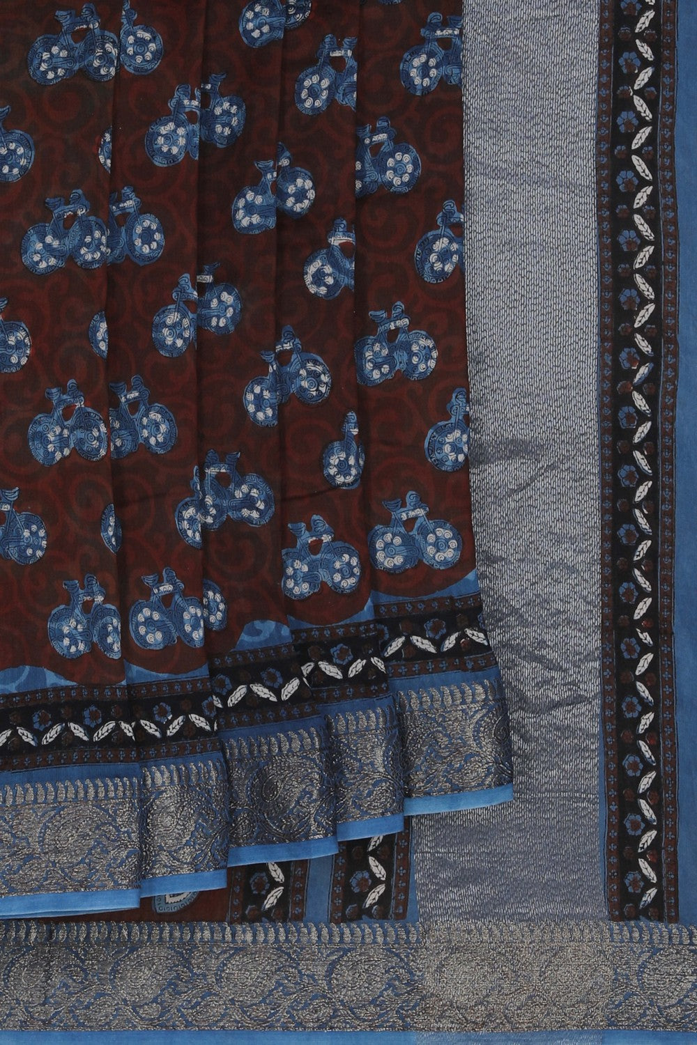 Image of Bagru block printed Chanderi Saree