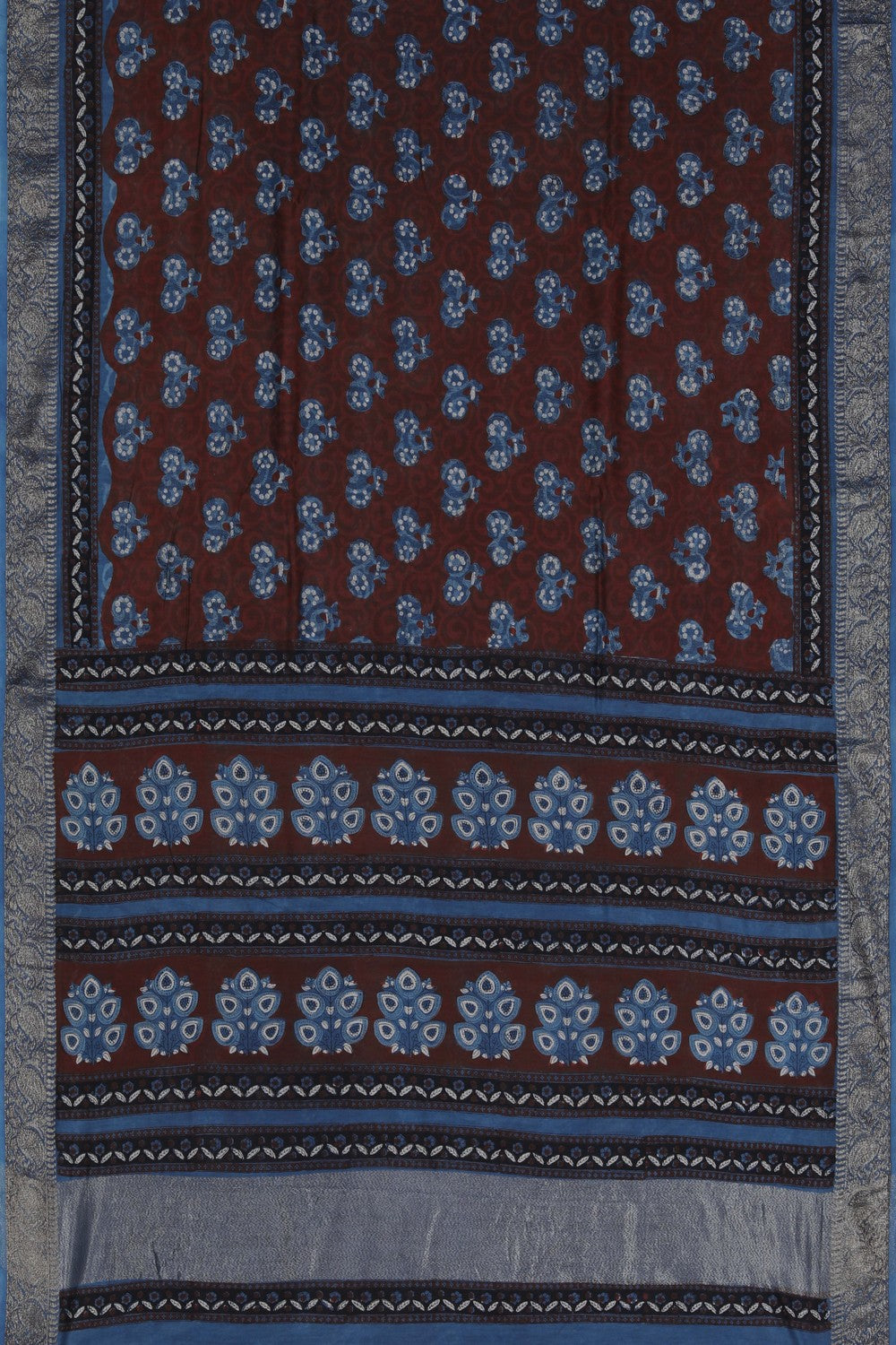 Image of Bagru block printed Chanderi Saree