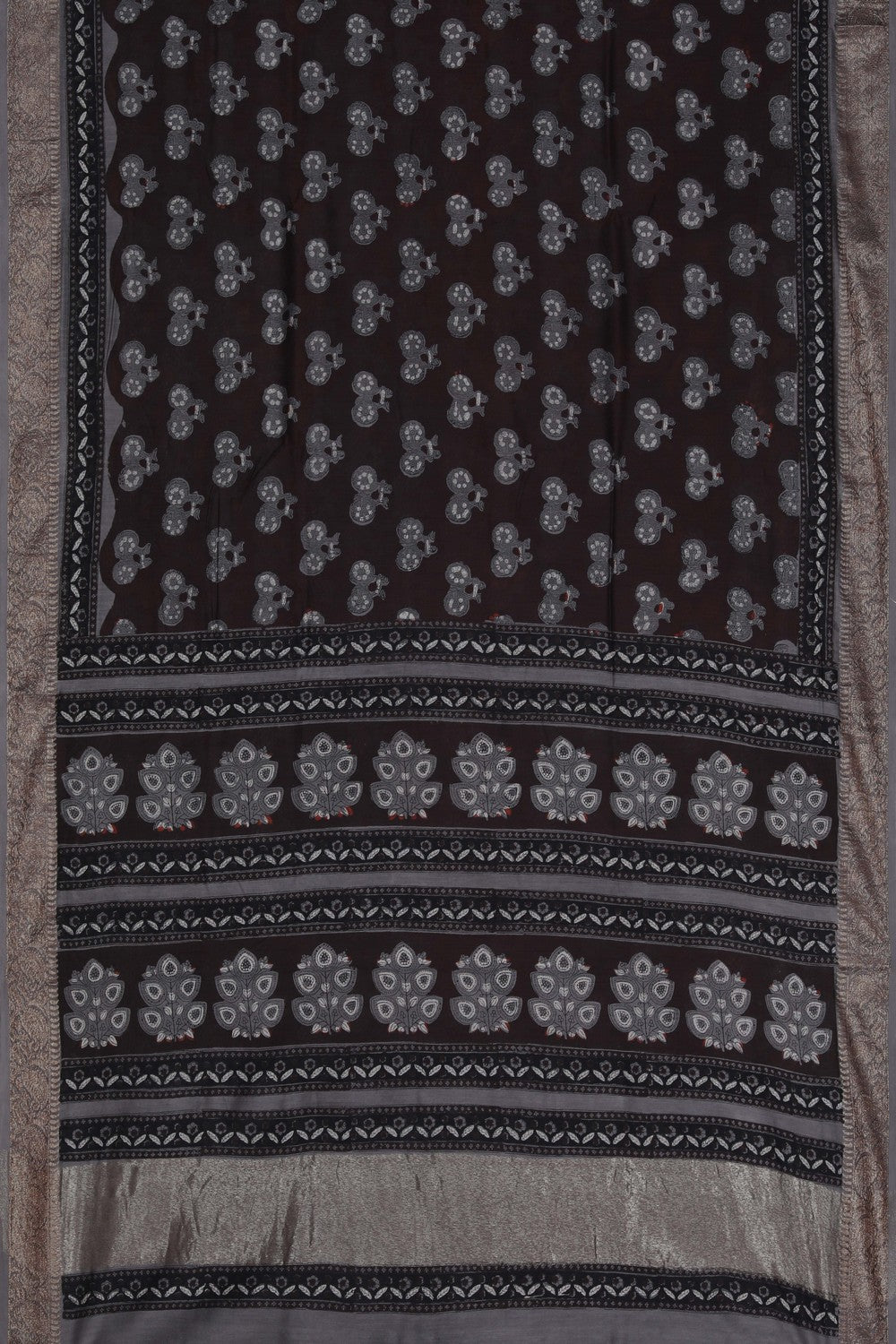 Image of Bagru block printed Chanderi Saree