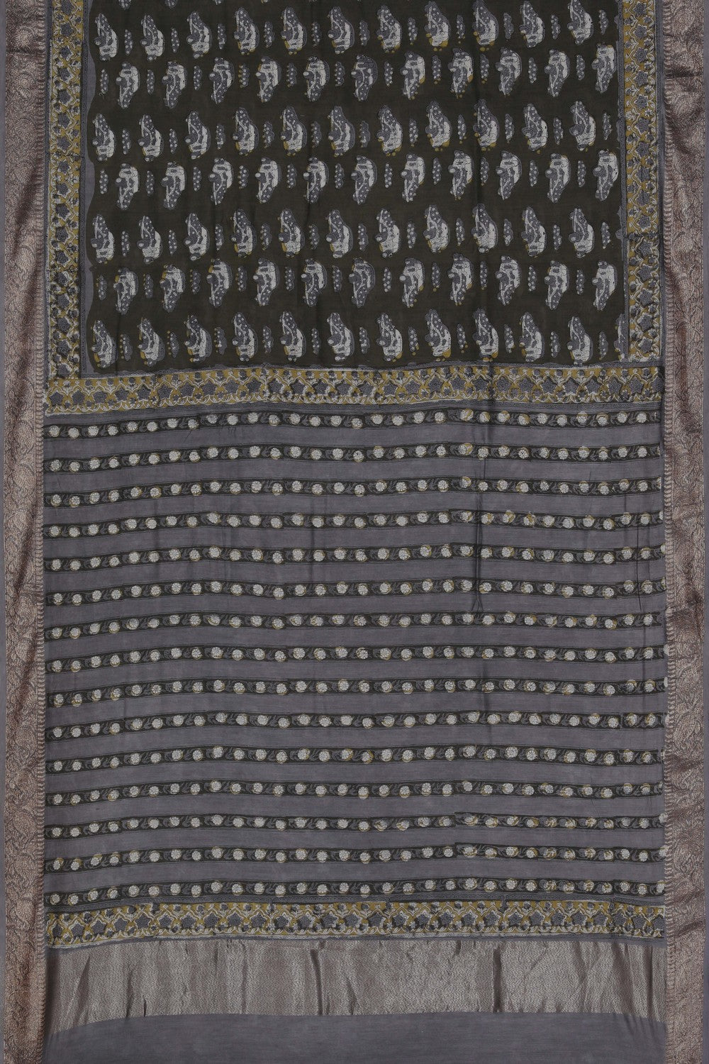 Image of Bagru block printed Chanderi Saree