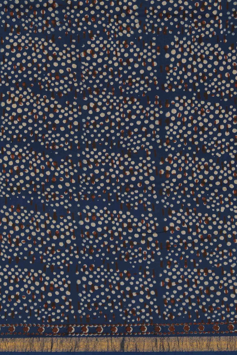 Image of Bagru block printed Maheshwari Saree