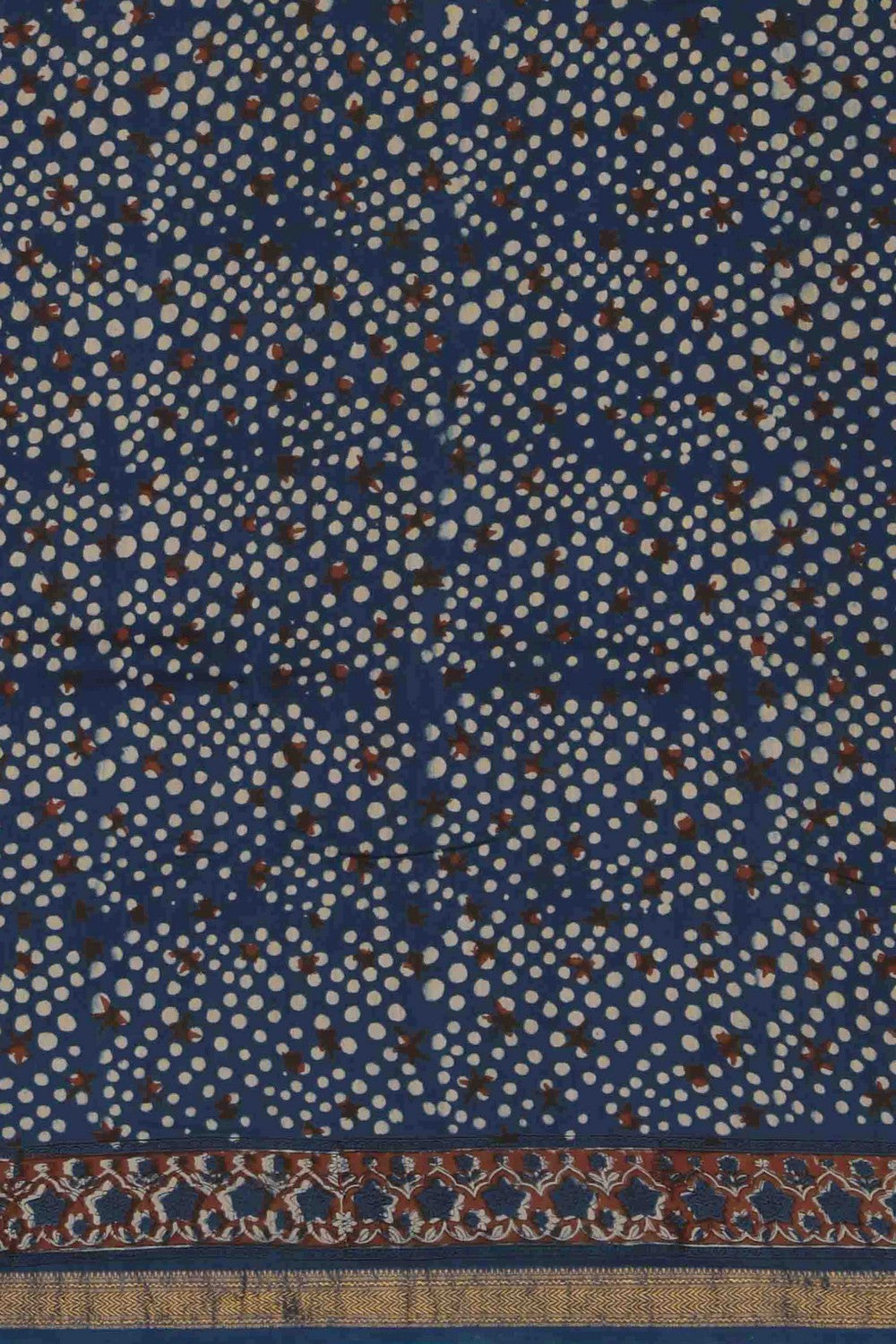 Image of Bagru block printed Maheshwari Saree