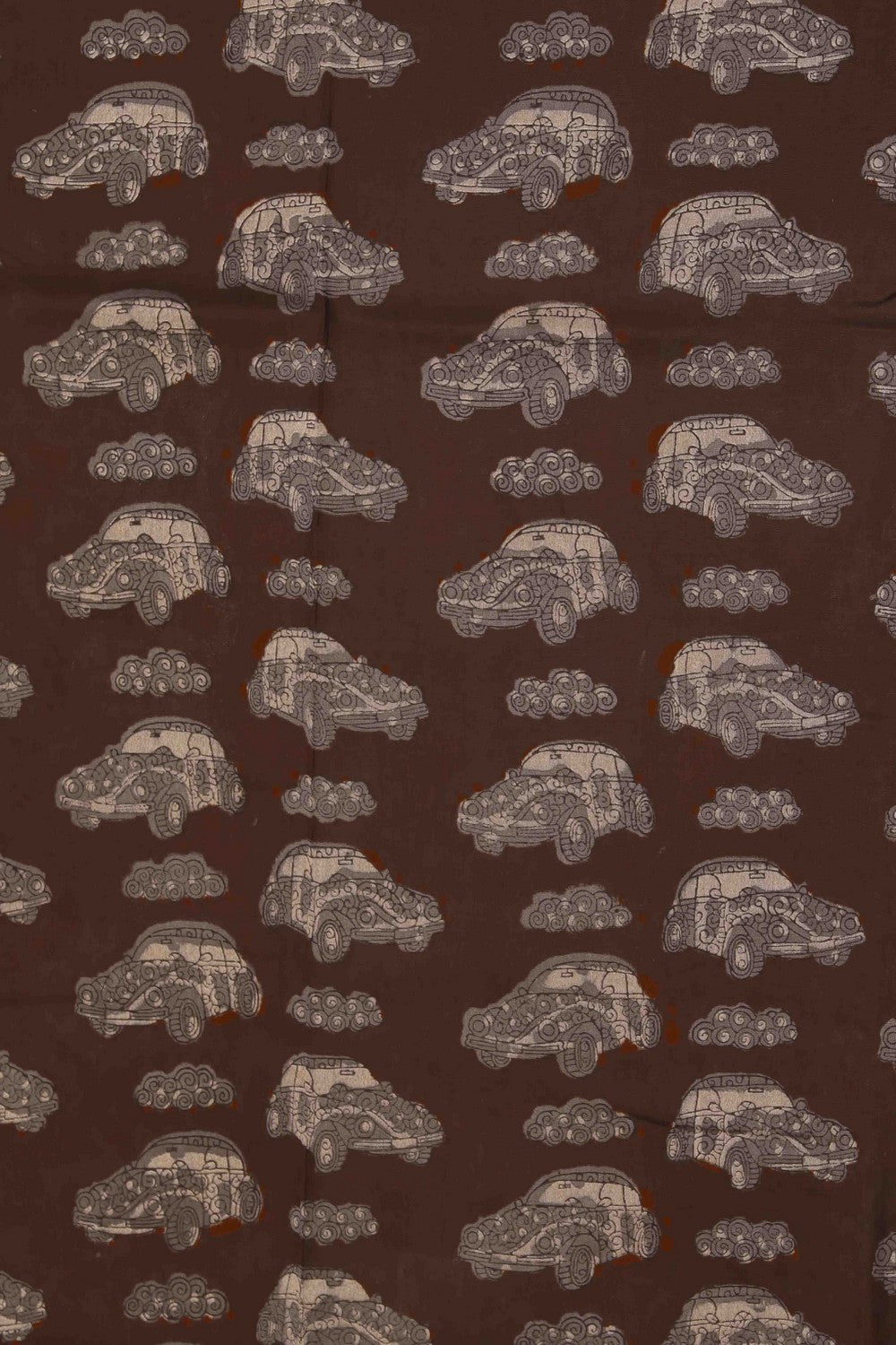 Image of Bagru block printed Maheshwari Saree