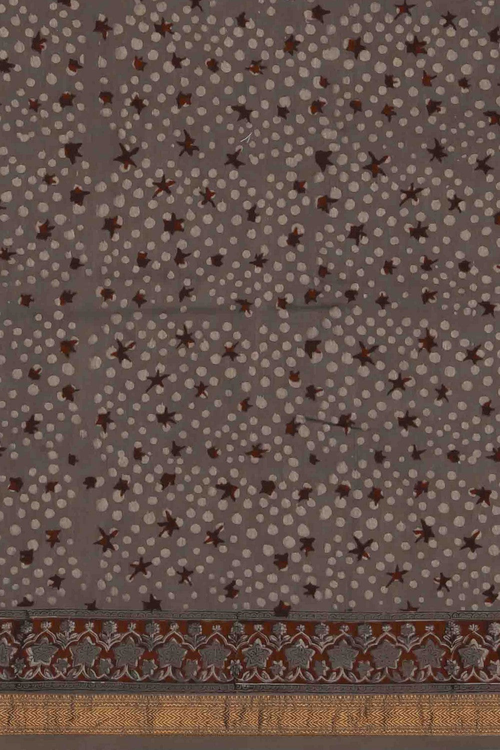 Image of Bagru block printed Maheshwari Saree