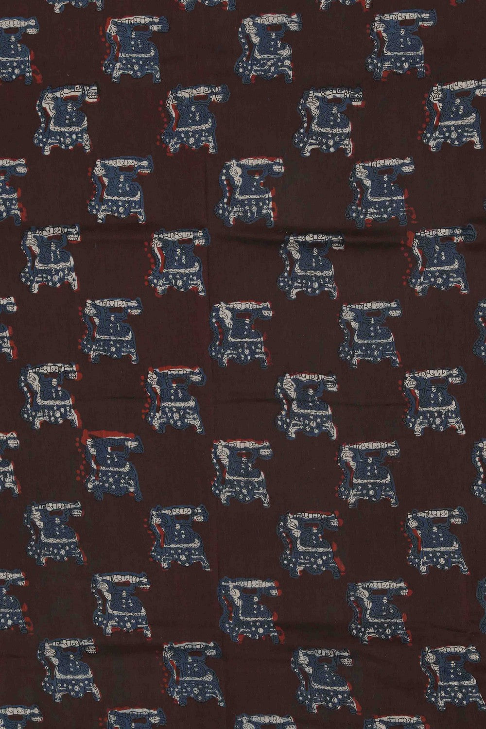 Image of Bagru block printed Maheshwari Saree