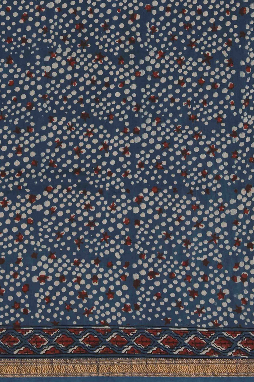 Image of Bagru block printed Maheshwari Saree