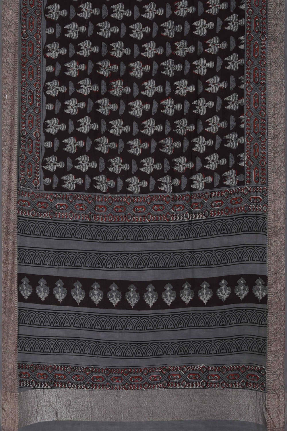 Image of Bagru block printed Chanderi Saree