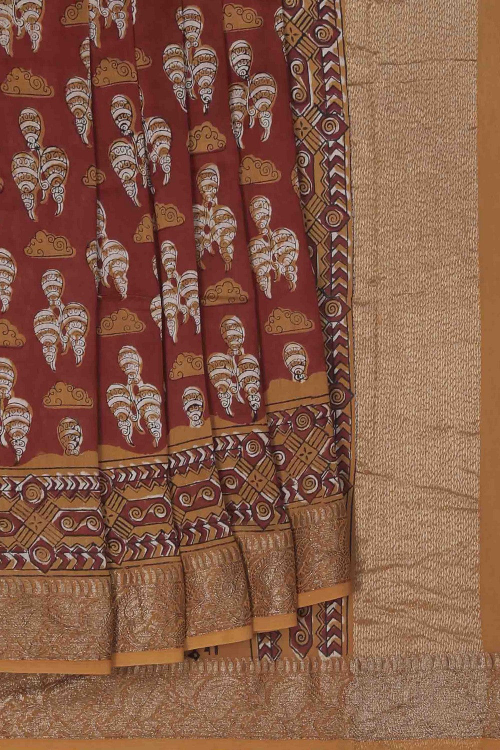 Image of Bagru block printed Chanderi Saree