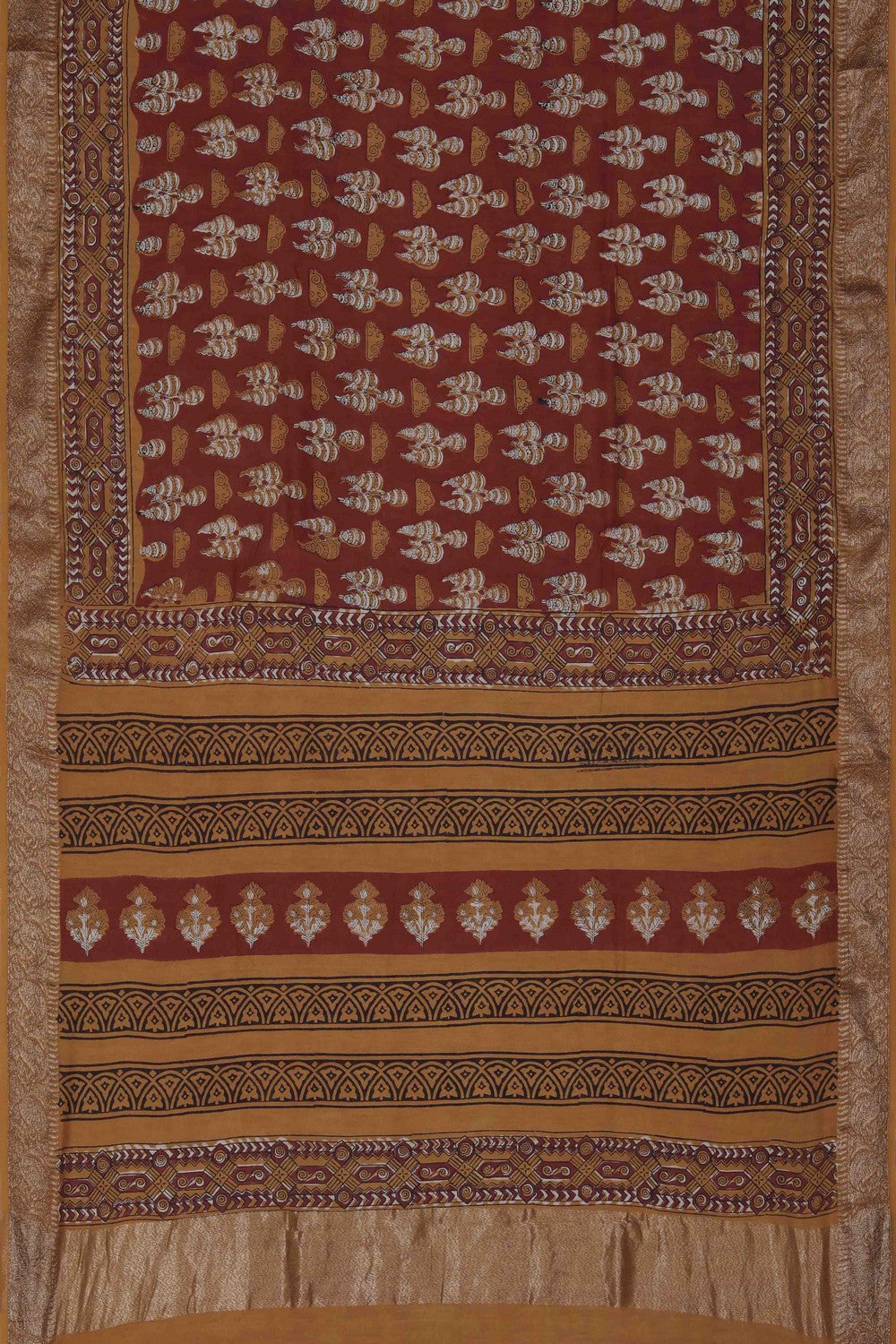 Image of Bagru block printed Chanderi Saree