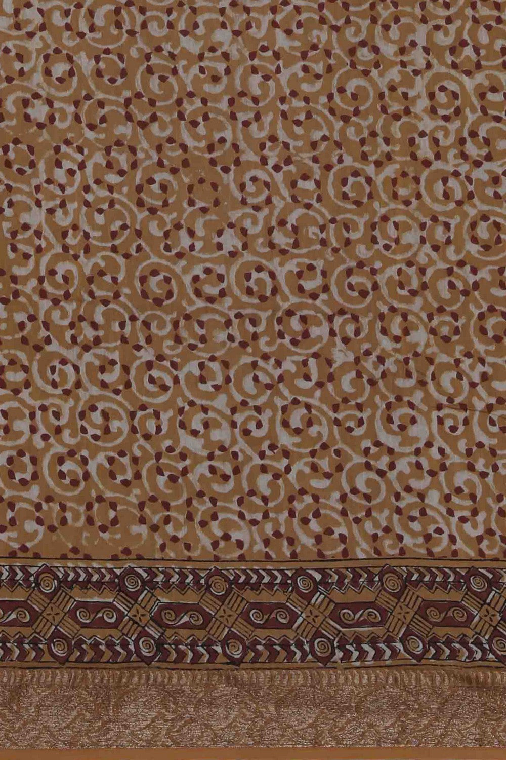 Image of Bagru block printed Chanderi Saree