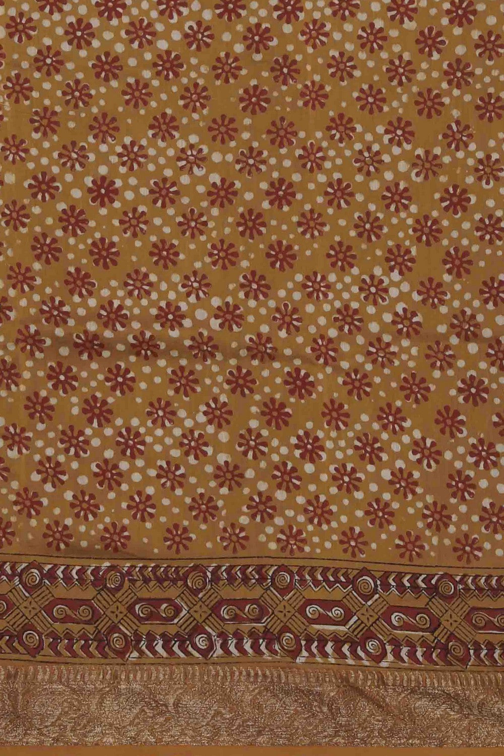 Image of Bagru block printed Chanderi Saree