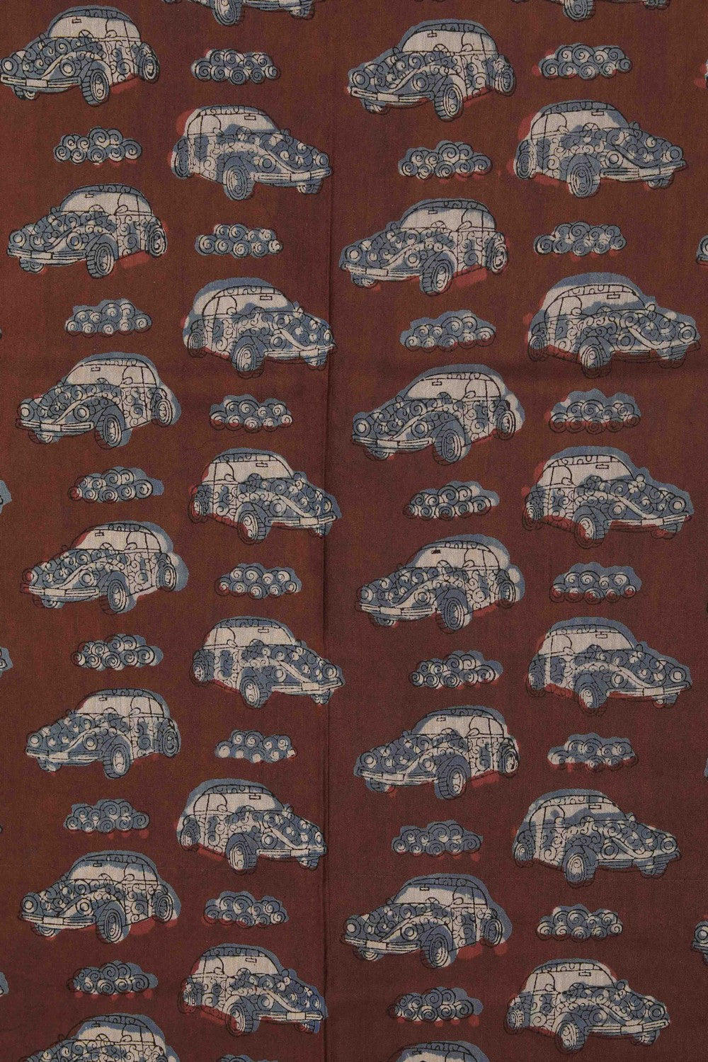 Image of Bagru block printed Maheshwari Saree