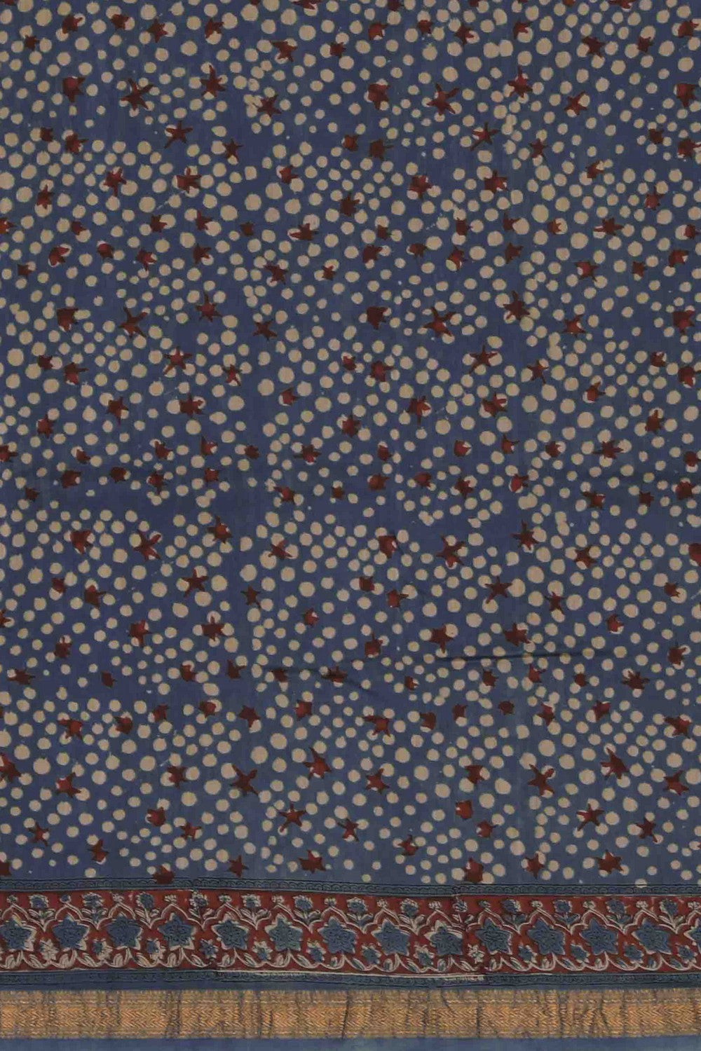 Image of Bagru block printed Maheshwari Saree