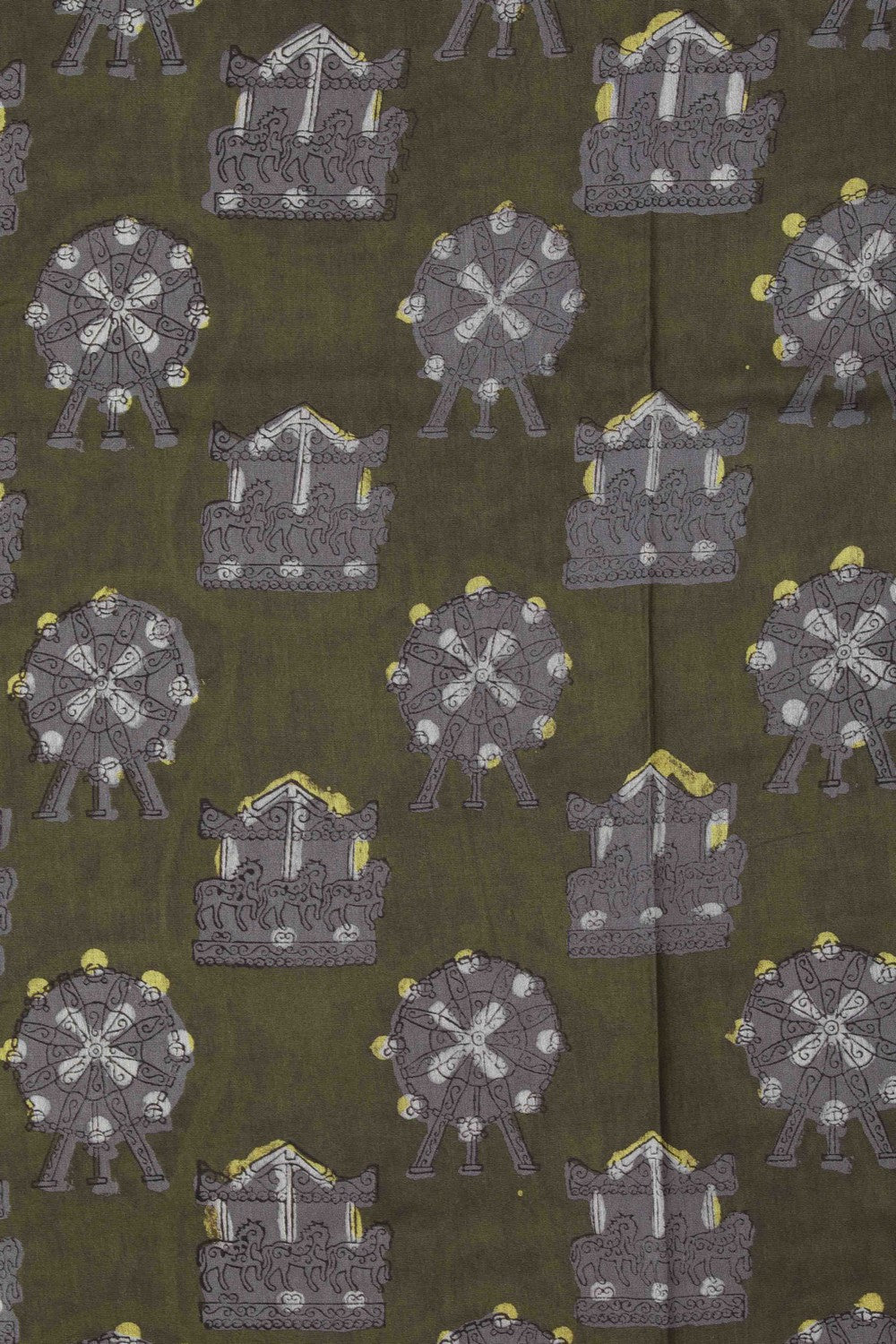 Image of Bagru block printed Maheshwari Saree