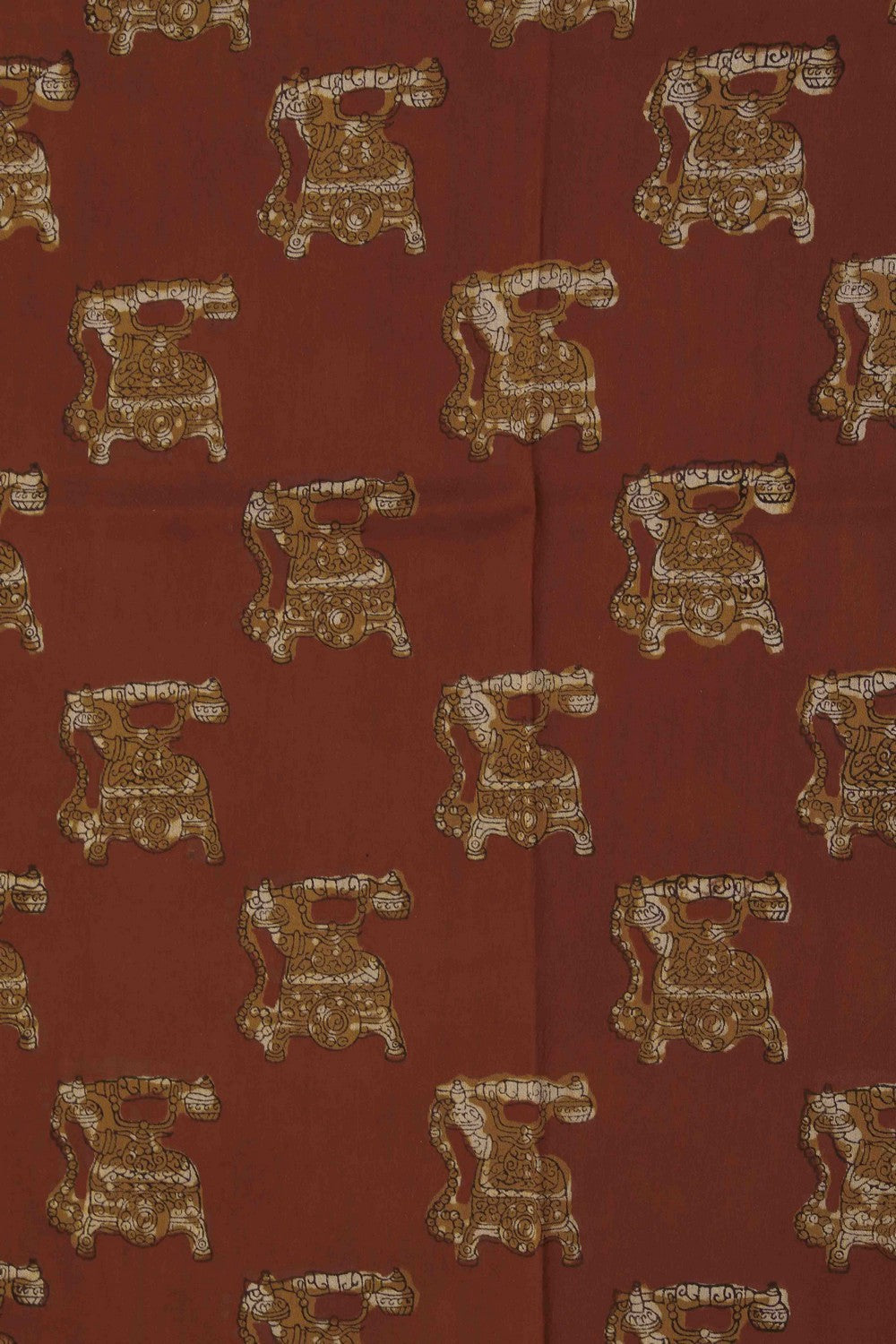 Image of Bagru block printed Maheshwari Saree