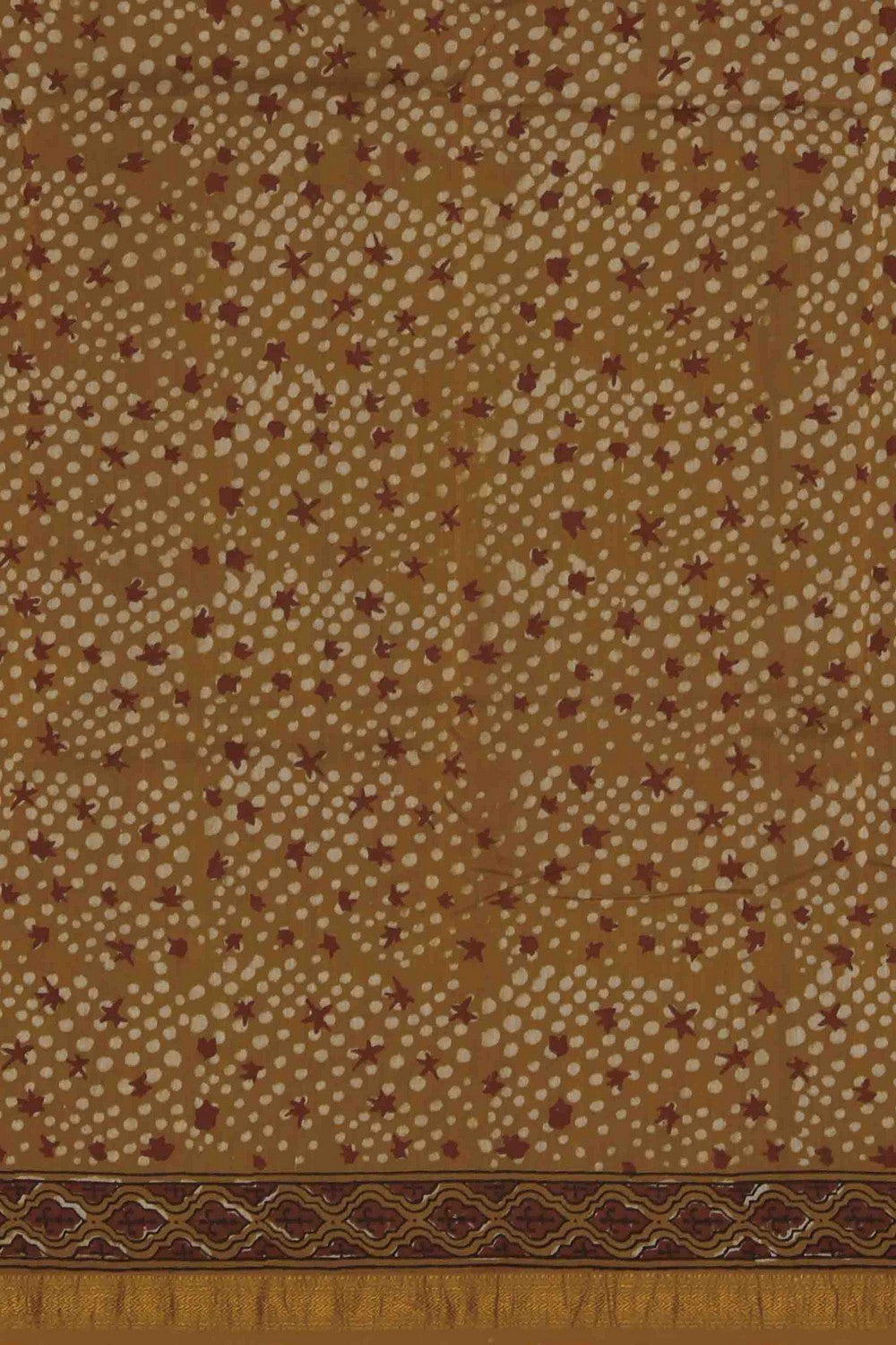 Image of Bagru block printed Maheshwari Saree