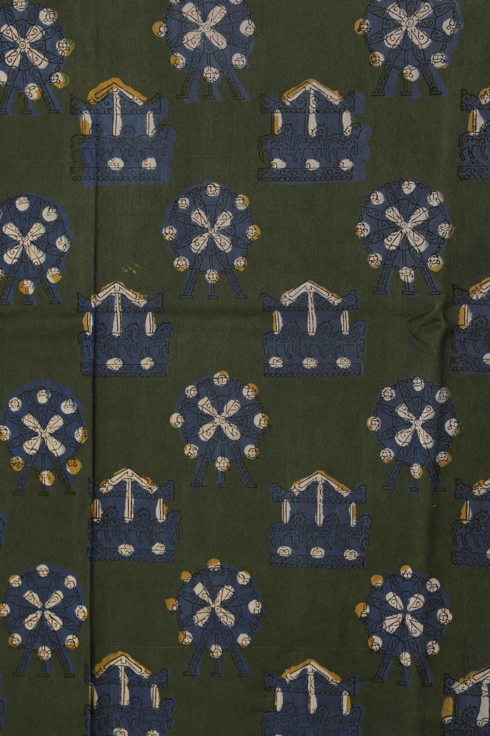 Image of Bagru block printed Maheshwari Saree