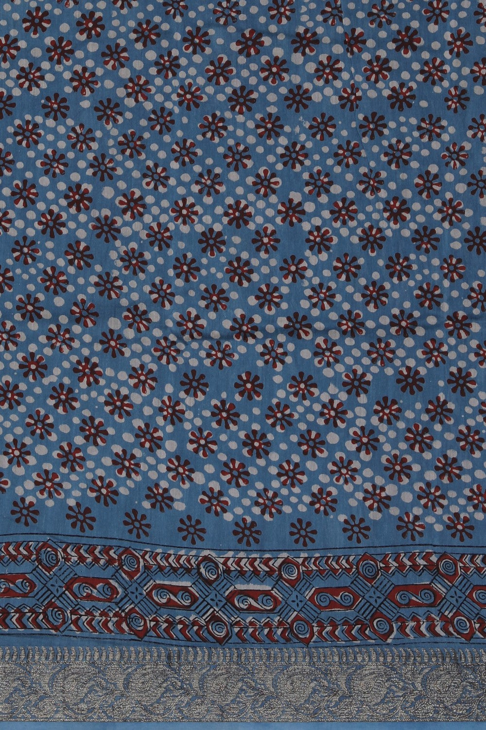 Image of Bagru block printed Chanderi Saree