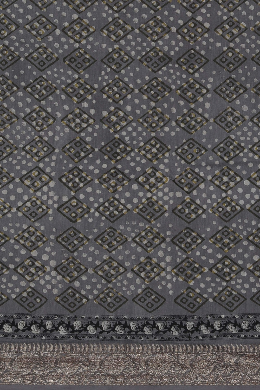 Image of Bagru block printed Chanderi Saree