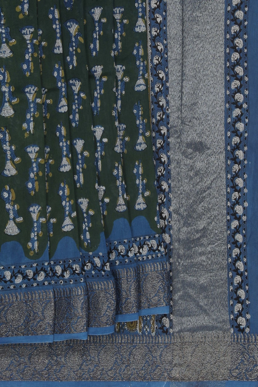 Image of Bagru block printed Chanderi Saree