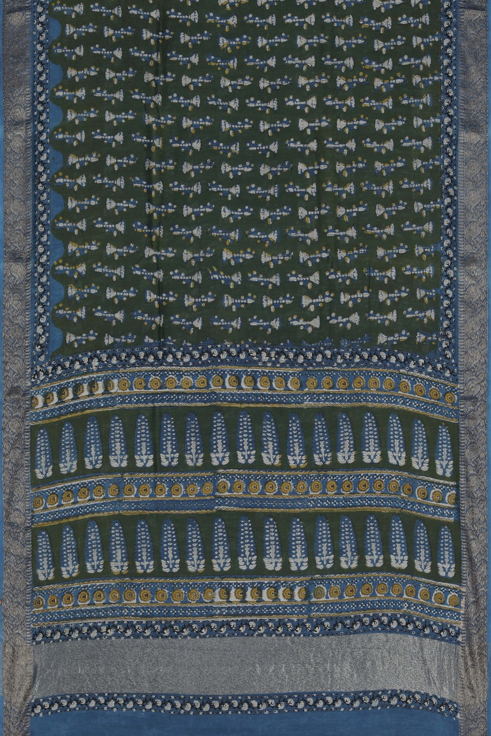 Image of Bagru block printed Chanderi Saree