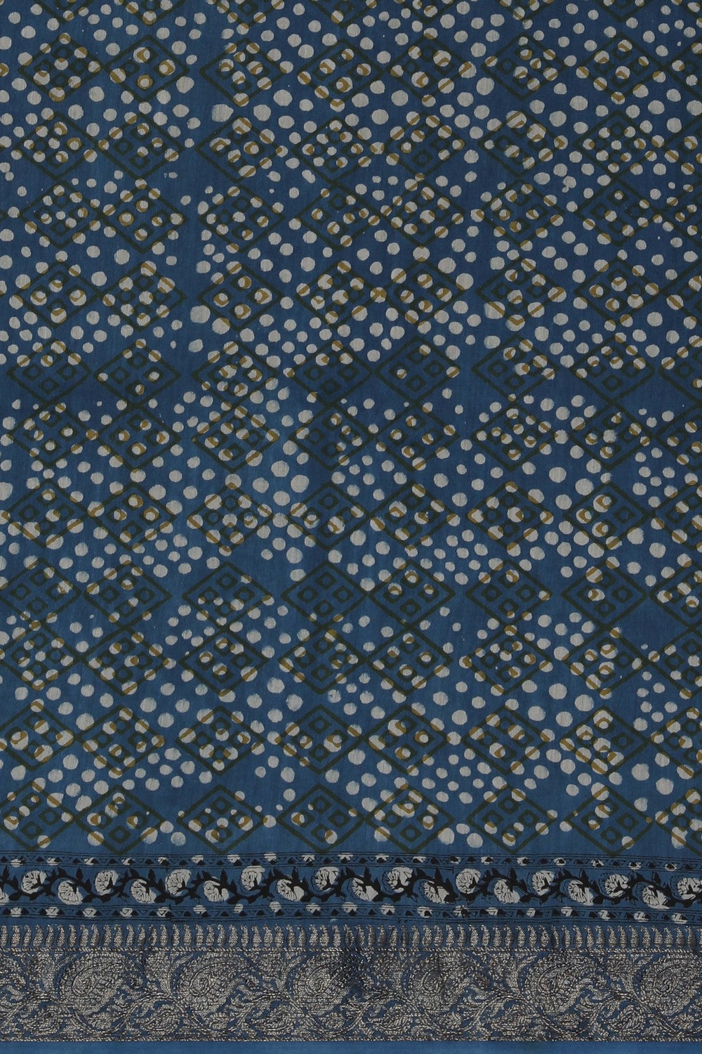 Image of Bagru block printed Chanderi Saree