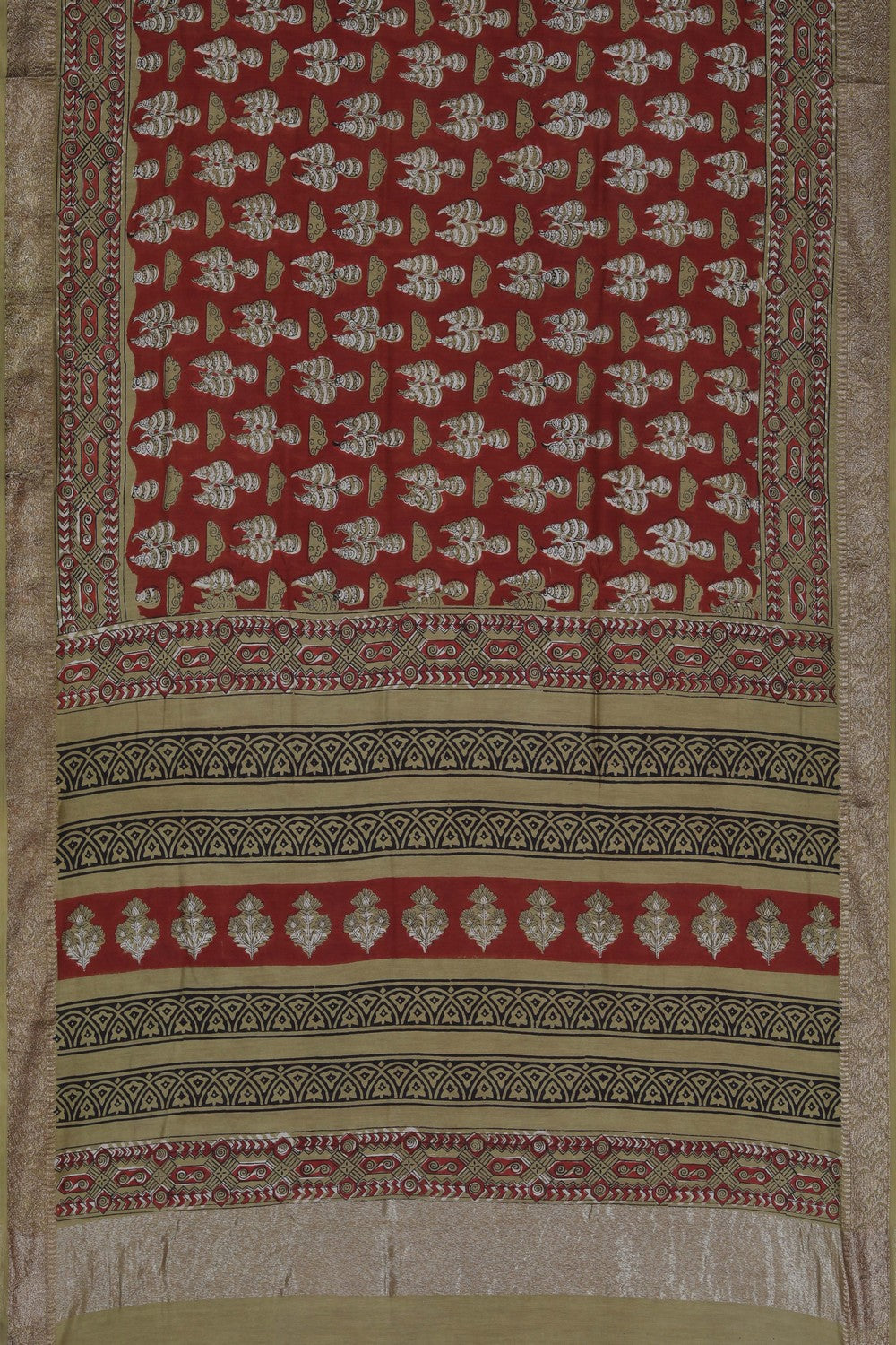 Image of Bagru block printed Chanderi Saree