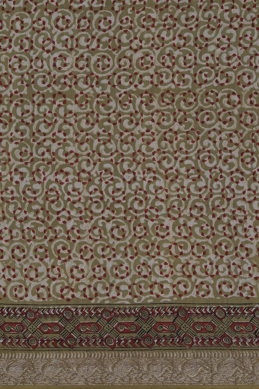 Image of Bagru block printed Chanderi Saree