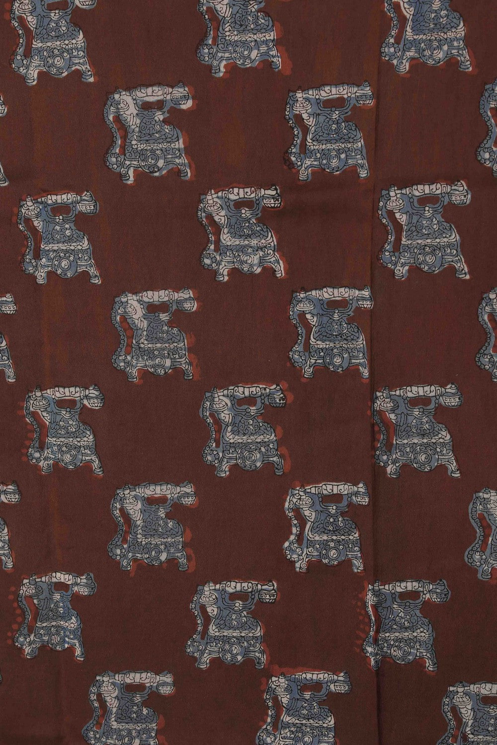 Image of Bagru block printed Maheshwari Saree