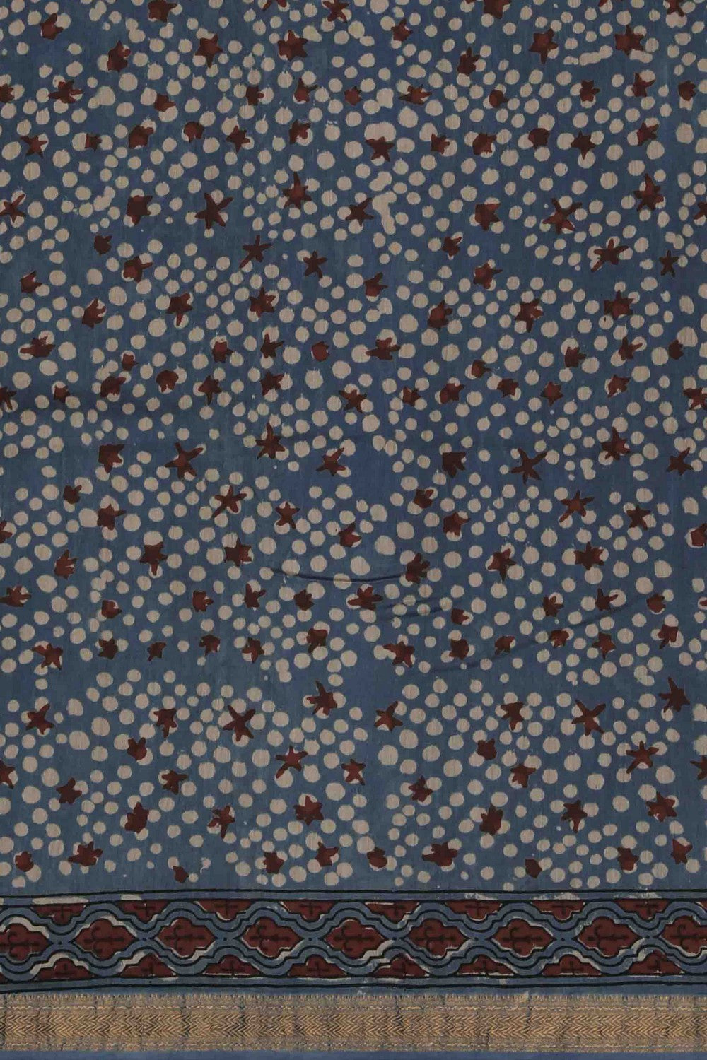 Image of Bagru block printed Maheshwari Saree