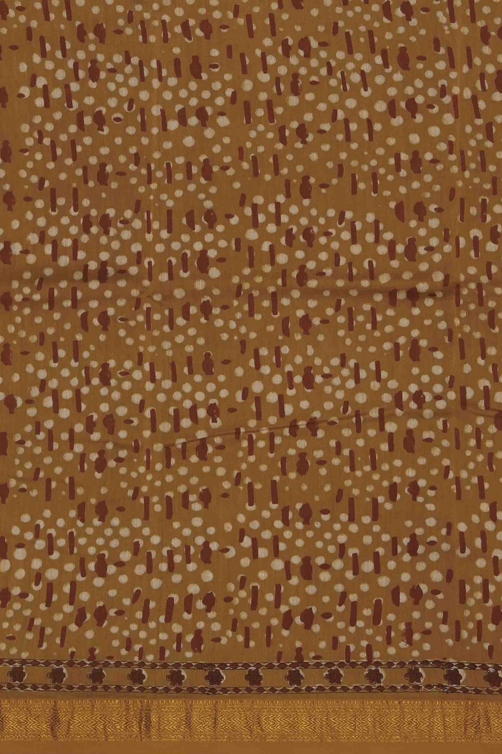 Image of Bagru block printed Maheshwari Saree