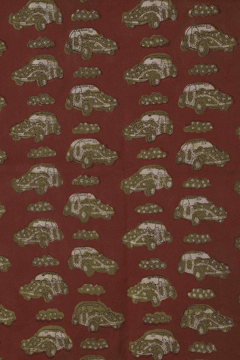 Image of Bagru block printed Maheshwari Saree